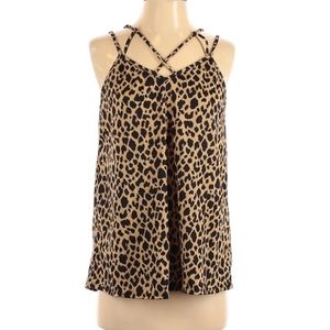 Leopard Criss Cross Animal Print Tank Top